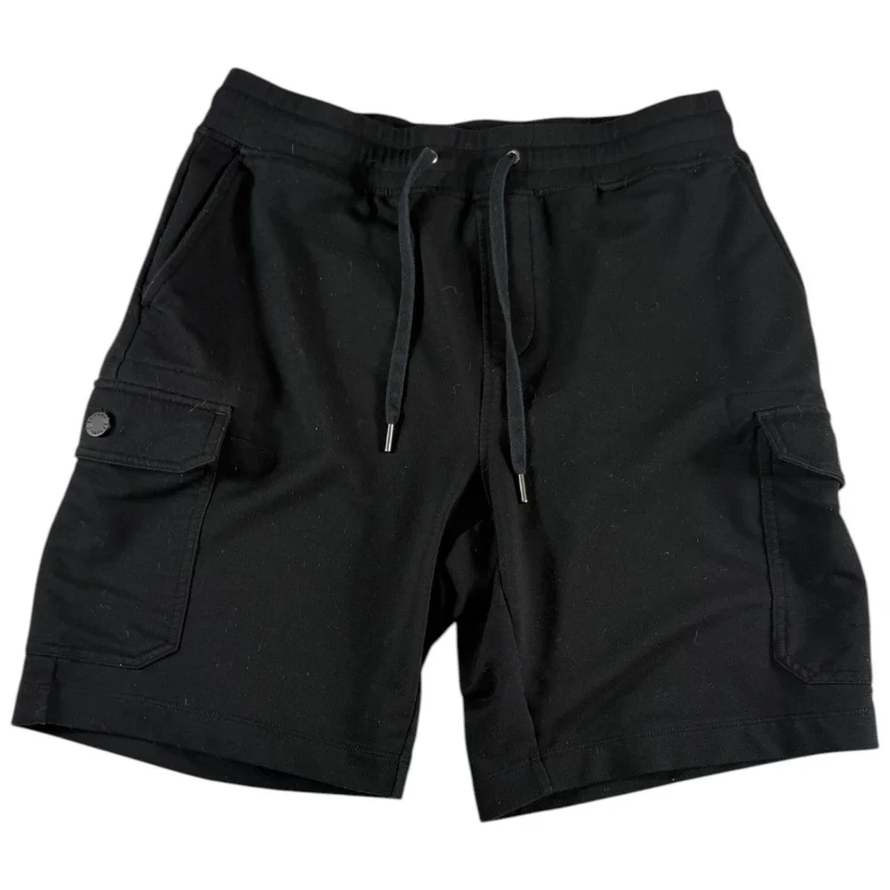 Banana Republic Core Temp Cargo Shorts Mens Medium Black Drawstring Flap Pockets